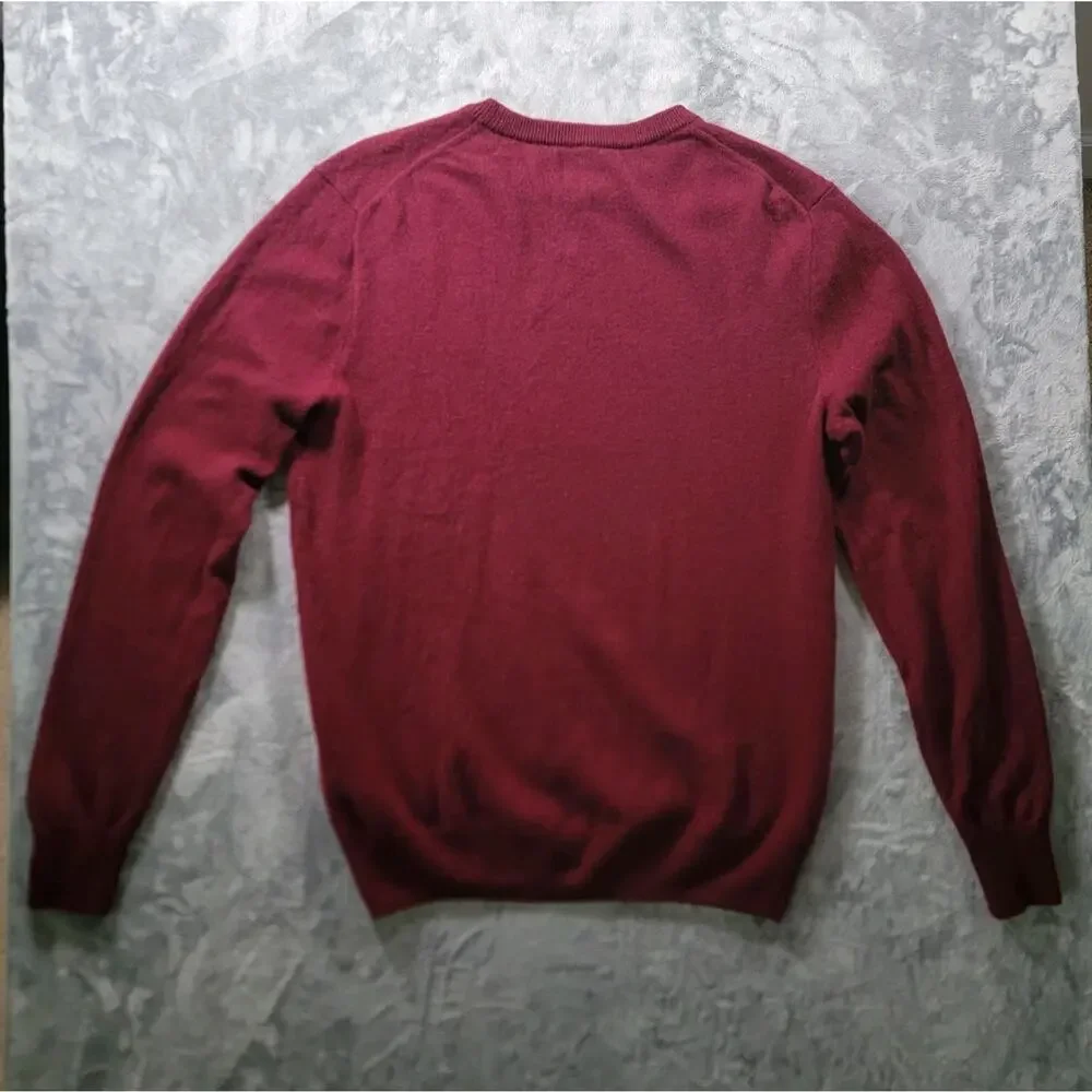J. Crew Mens M Cashmere V Neck Sweater Pullover Maroon